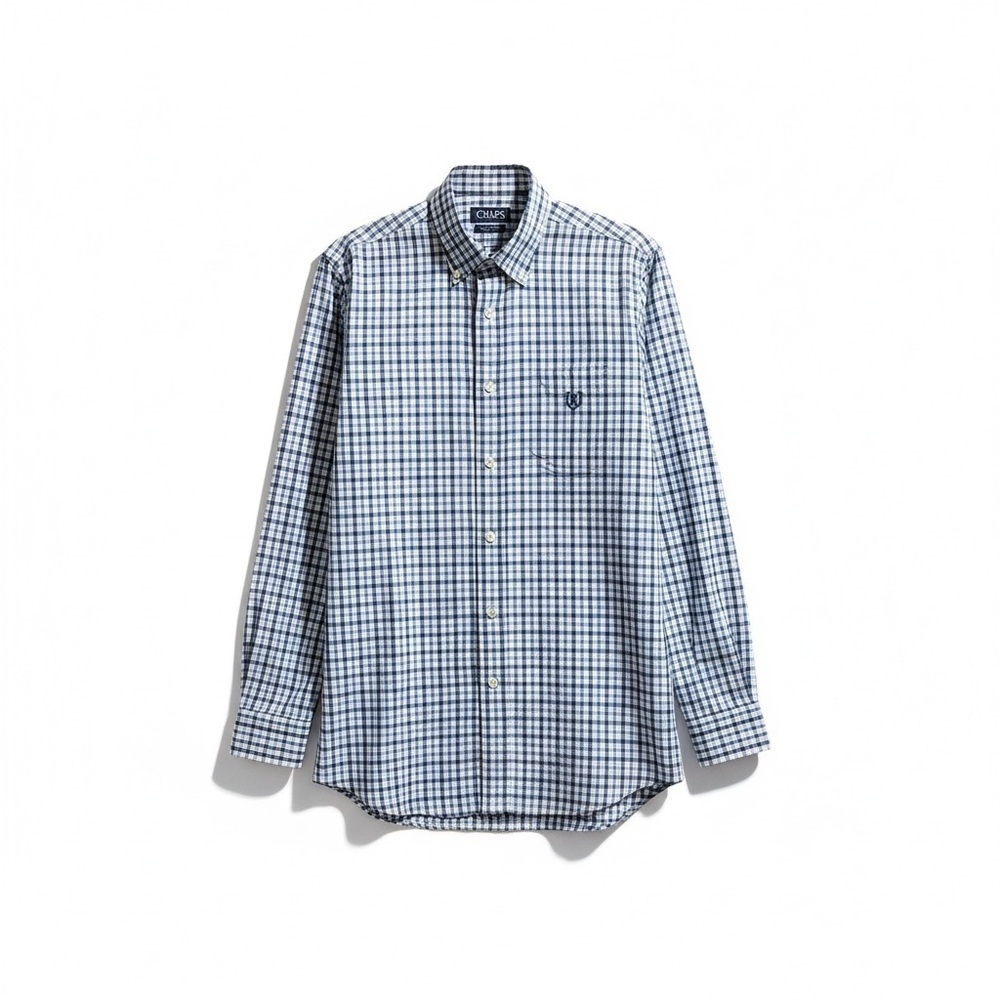 CHAPS Men’s Blue Plaid Button-Down Shirt 👕 Classic Fit💙Size Small